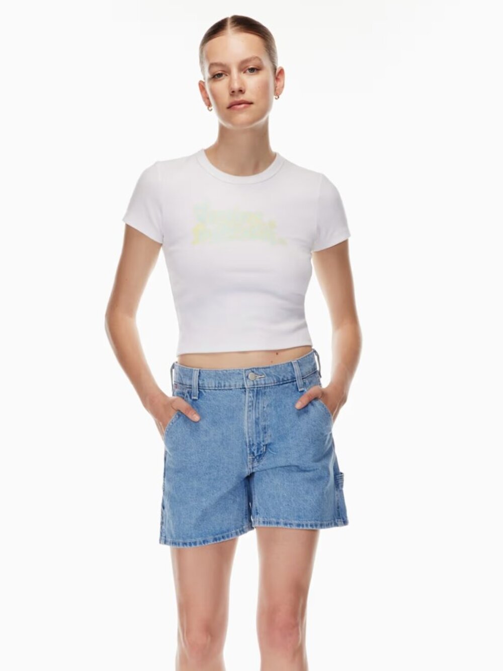 Aritzia Sunday Best Demo Denim Shorts Pretty Blue